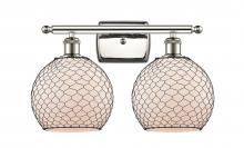 Innovations Lighting 516-2W-PN-G121-8CBK-LED - Farmhouse Chicken Wire - 2 Light - 18 inch - Polished Nickel - Bath Vanity Light