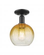 Innovations Lighting 716-1C-BK-G483-8AM - Brookhaven Globe - 1 Light - 6 inch - Matte Black - Semi-Flush Mount