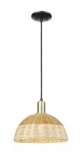 Innovations Lighting 716-1P-BAB-NBD2-12-NAT - Natural Ballston Dome - 1 Light - 6 inch - Black Antique Brass - Cord hung - Mini Pendant