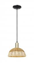 Innovations Lighting 716-1P-BAB-NBD2-9-NAT - Natural Ballston Dome - 1 Light - 6 inch - Black Antique Brass - Cord hung - Mini Pendant