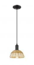 Innovations Lighting 716-1P-BK-NBD2-75-NAT - Natural Ballston Dome - 1 Light - 6 inch - Matte Black - Cord hung - Mini Pendant