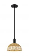 Innovations Lighting 716-1P-BK-NBD2-9-NAT - Natural Ballston Dome - 1 Light - 6 inch - Matte Black - Cord hung - Mini Pendant