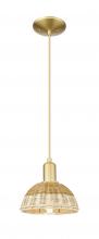 Innovations Lighting 716-1P-SG-NBD2-75-NAT - Natural Ballston Dome - 1 Light - 6 inch - Satin Gold - Cord hung - Mini Pendant