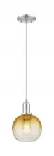 Innovations Lighting 716-1P-SN-G483-8AM - Brookhaven Globe - 1 Light - 6 inch - Brushed Satin Nickel - Cord hung - Mini Pendant