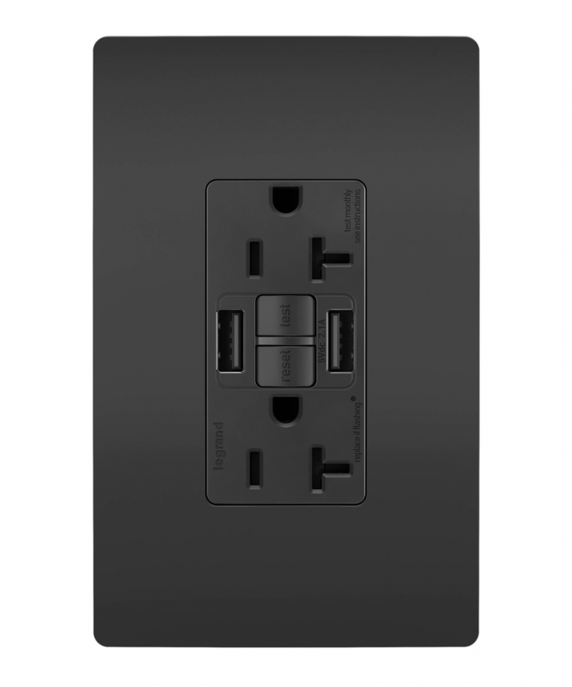 radiant Tamper-Resistant 20A Duplex Self-Test GFCI Receptacles wt SafeLock Protection, Type A/A