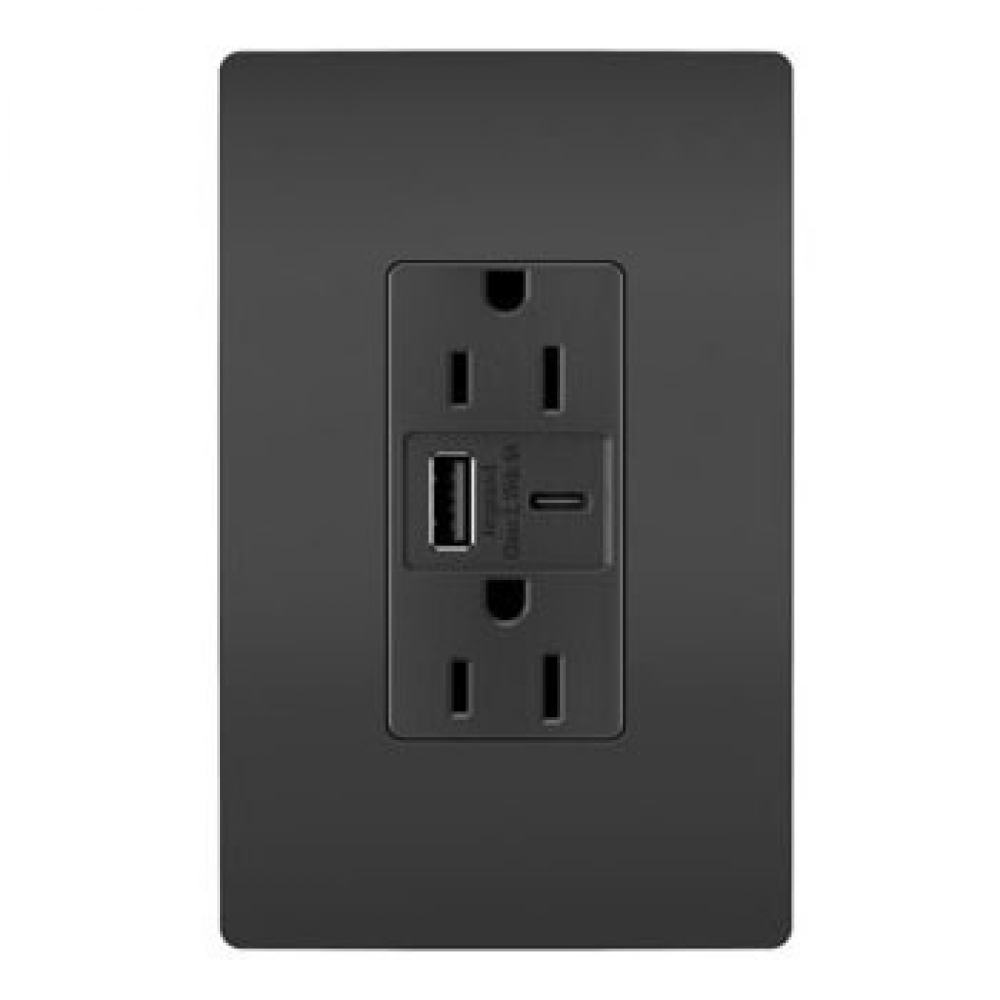 radiant 15A Tamper-Resistant Ultra-Fast USB Type A/C Outlet, Black (10 pack) (10 pack)