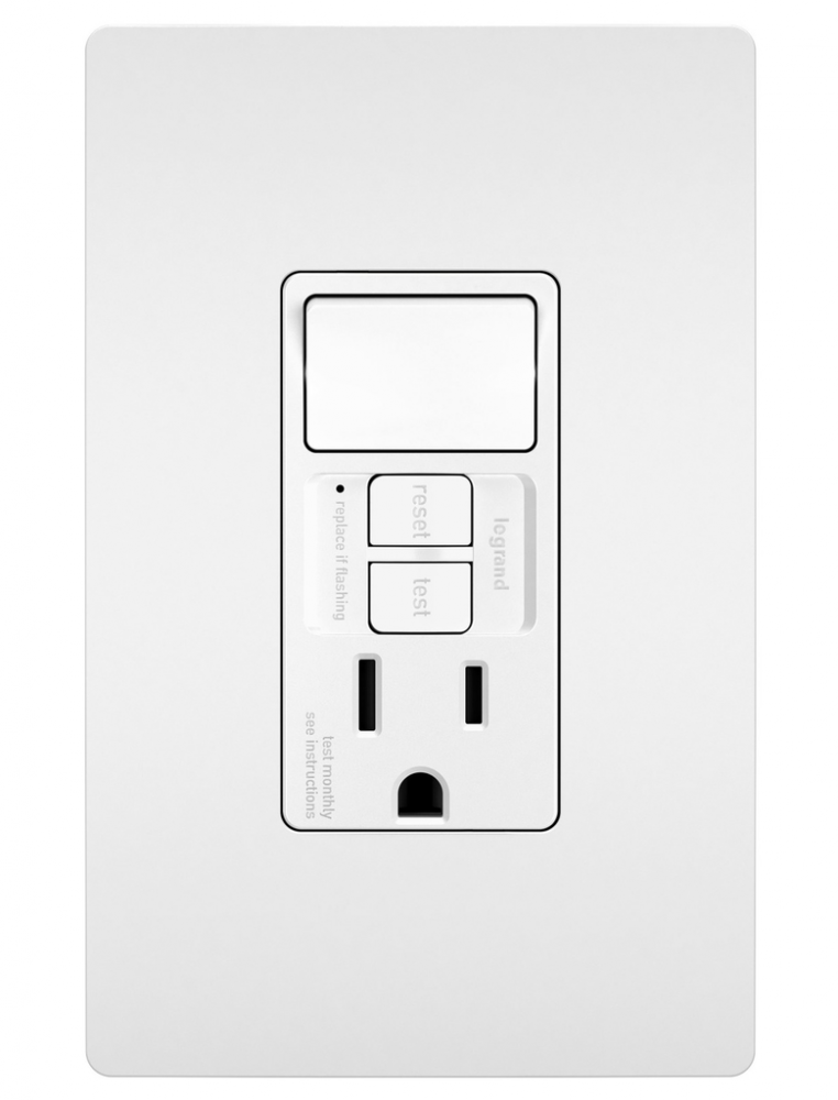 radiant Combination Single Pole Switch & Tamper-Reistant 15A Duplex Self-Test GFCI Receptacles wi