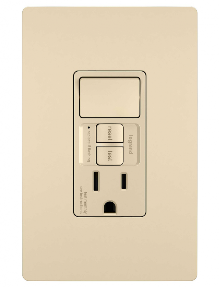 radiant Combination Single Pole Switch & Tamper-Reistant 15A Duplex Self-Test GFCI Receptacles wi