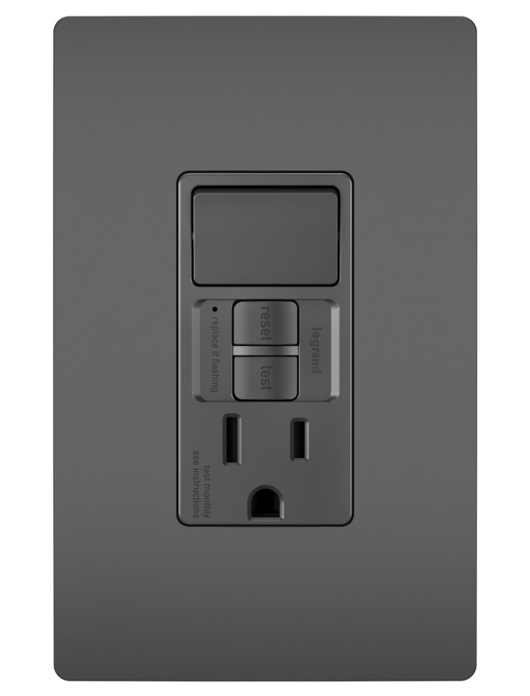 radiant Combination Single Pole Switch & Tamper-Reistant 15A Duplex Self-Test GFCI Receptacles wi