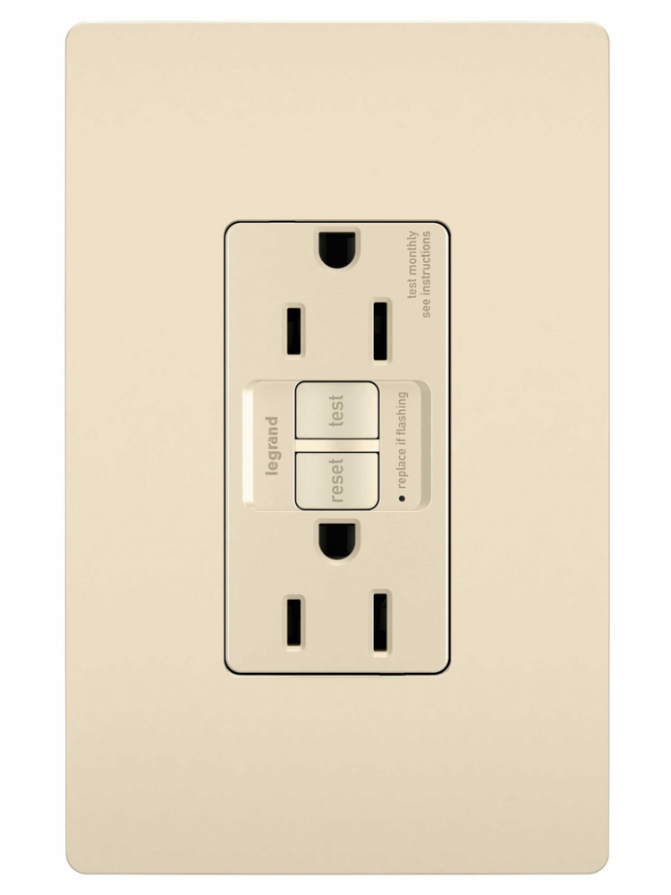 radiant? 15A Duplex Self-Test GFCI Receptacles with SafeLock? Protection, Light Almond