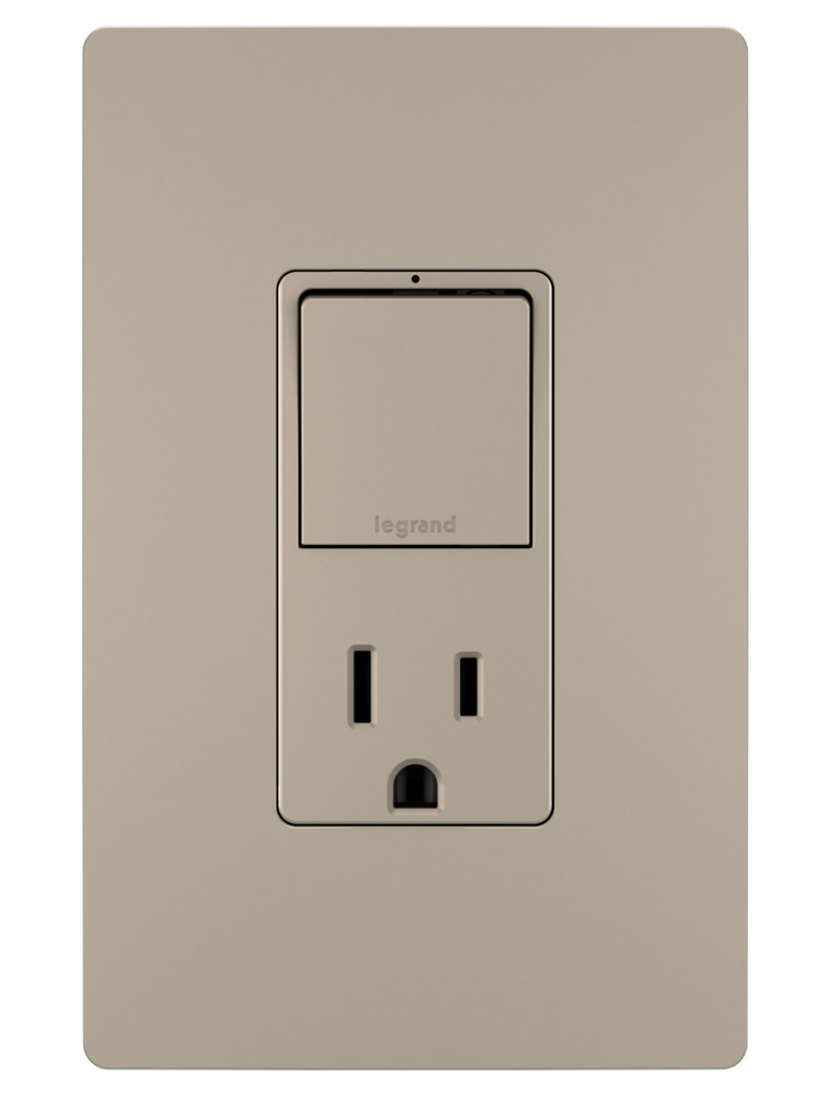 radiant Single Pole/3-Way Switch with 15A Tamper-Resistant Outlet, Nickel