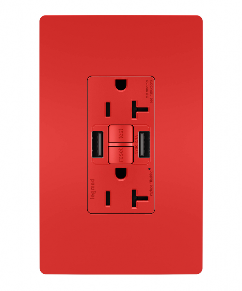 radiant Tamper-Resistant 20A Duplex Self-Test GFCI Receptacles wt SafeLock Protection, Type A/A