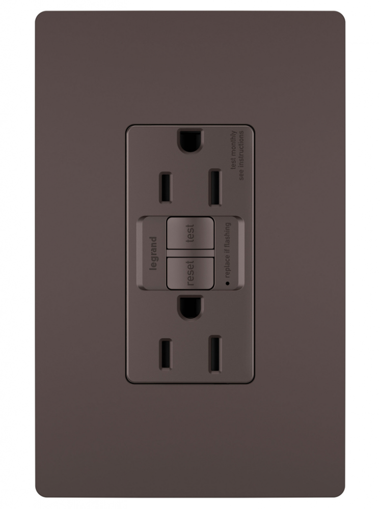 radiant Tamper-Resistant 15A Duplex Self-Test GFCI Receptacles wt SafeLock Protection, Dark Bron