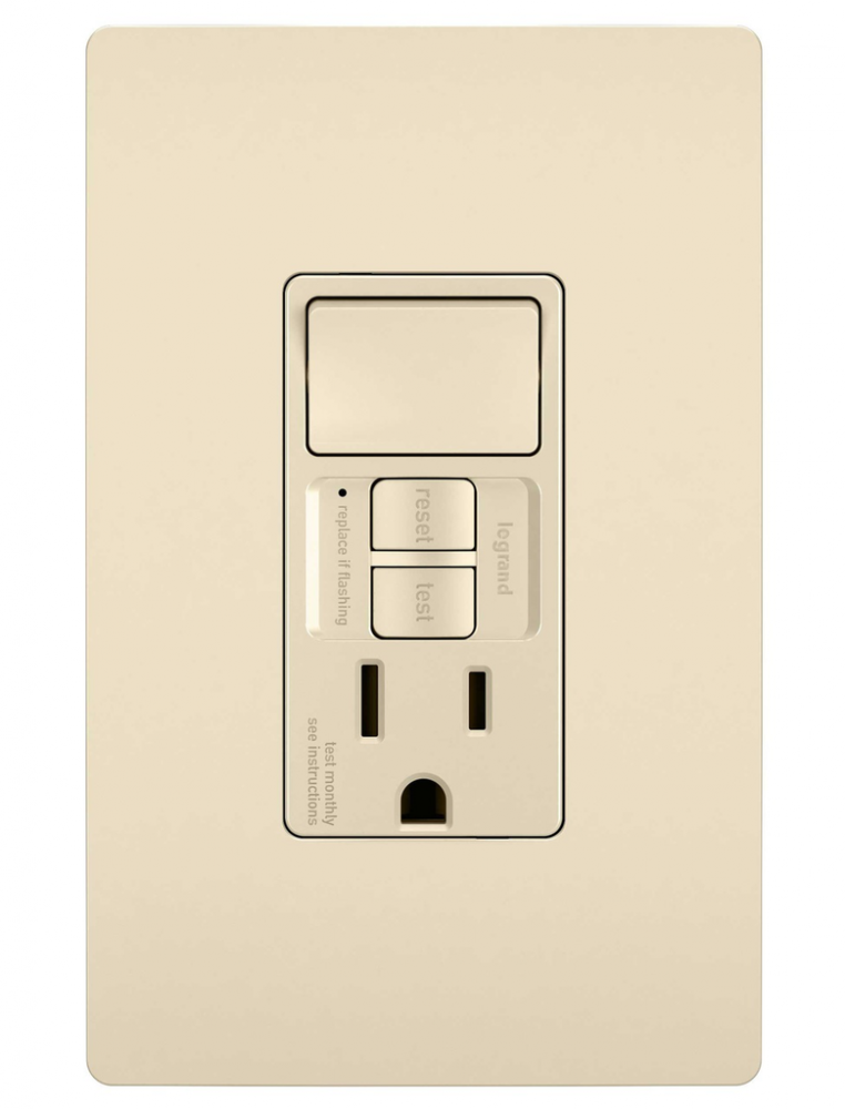 radiant Combination Single Pole Switch & Tamper-Reistant 15A Duplex Self-Test GFCI Receptacles wi